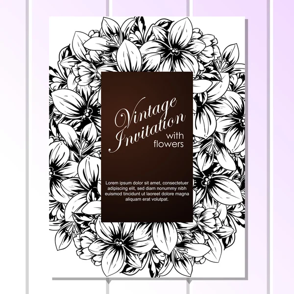 Invitation délicate avec des fleurs — Image vectorielle