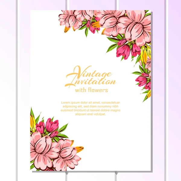 Delicate invitation with flowers — Stock Vector