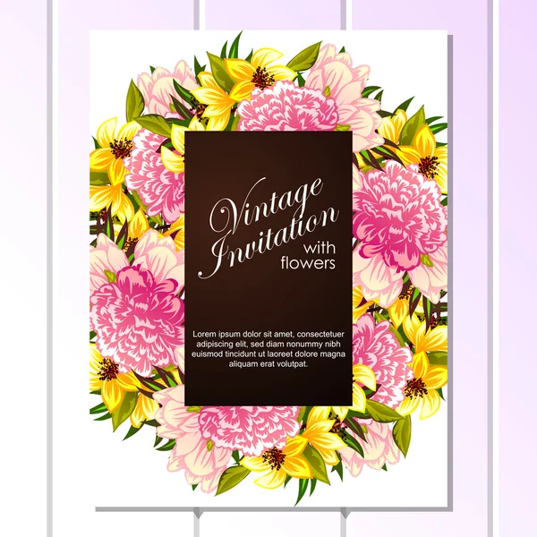 Delicato invito con fiori — Vettoriale Stock
