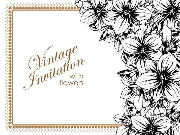 Delicada invitación con flores — Archivo Imágenes Vectoriales