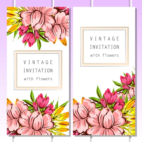 Convite delicado com flores — Vetor de Stock