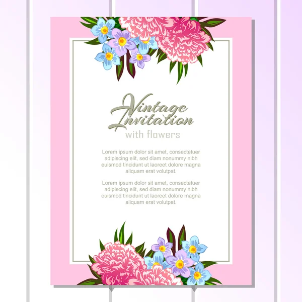 Carte de mariage rose et bleu — Image vectorielle