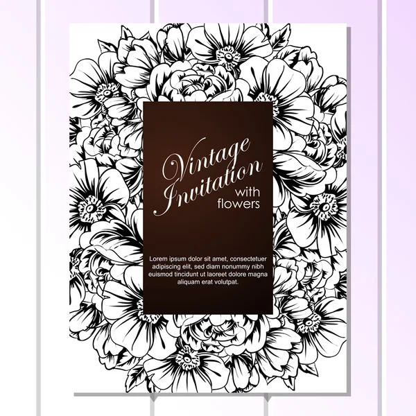 Tarjeta de invitación de saludo en blanco y negro — Vector de stock