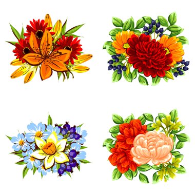 Çiçek buketleri seti