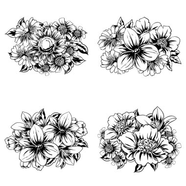 Çiçek buketleri seti