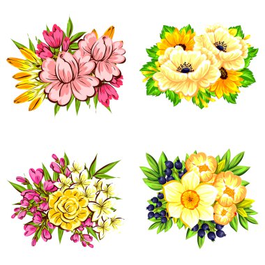 Çiçek buketleri seti