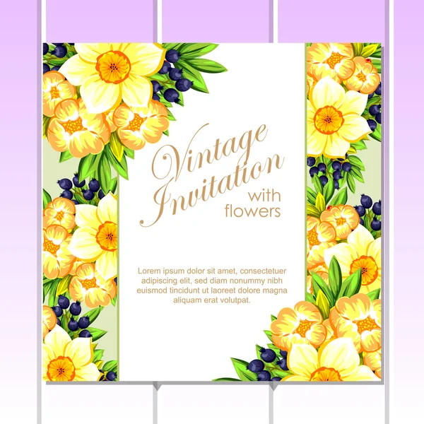 Invitation délicate avec des fleurs — Image vectorielle