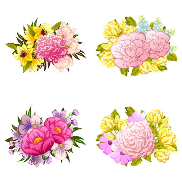 Flower bouquets set — Stock Vector