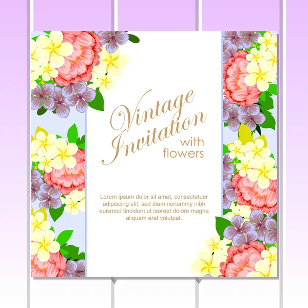 Delicada invitación con flores — Archivo Imágenes Vectoriales