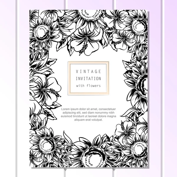 Carte d'invitation de vœux noir et blanc — Image vectorielle