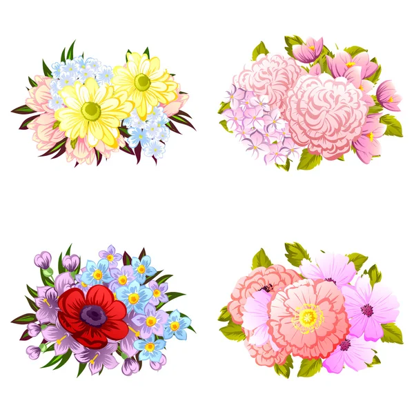 Flower bouquets set — Stock Vector