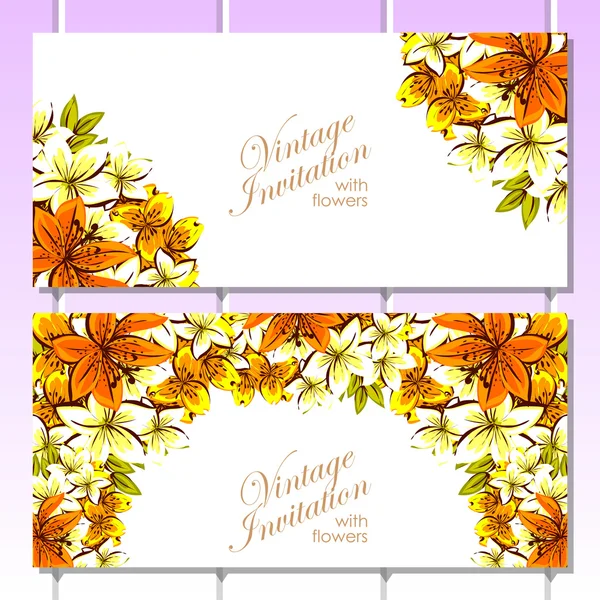 Tarjeta de invitación floral colorida — Vector de stock