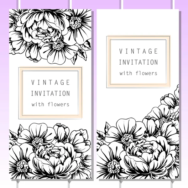 Black and white greeting invitation card — Stock Vector