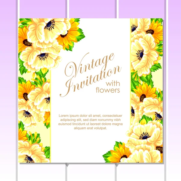Carte d'invitation de mariage jaune — Image vectorielle
