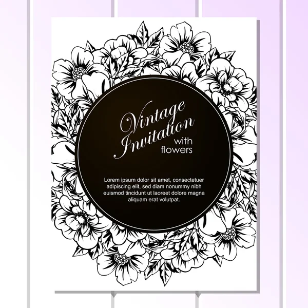 Carte d'invitation de vœux noir et blanc — Image vectorielle