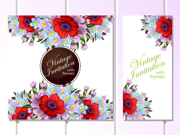 Rote und violette Blumen-Design-Konzept — Stockvektor