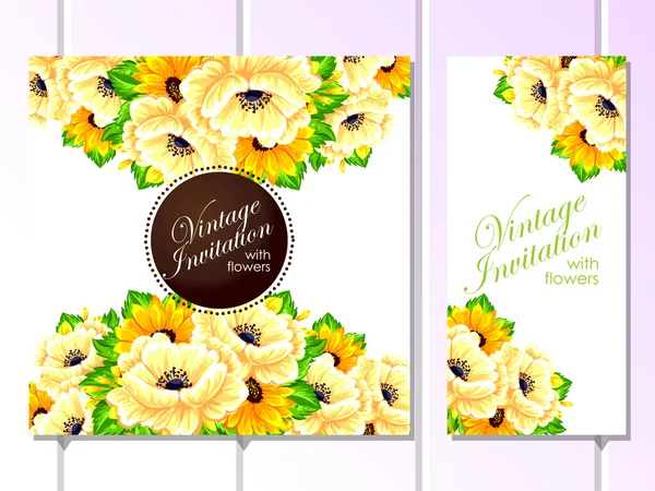 Gelbe Grußkarte zur Hochzeitseinladung — Stockvektor