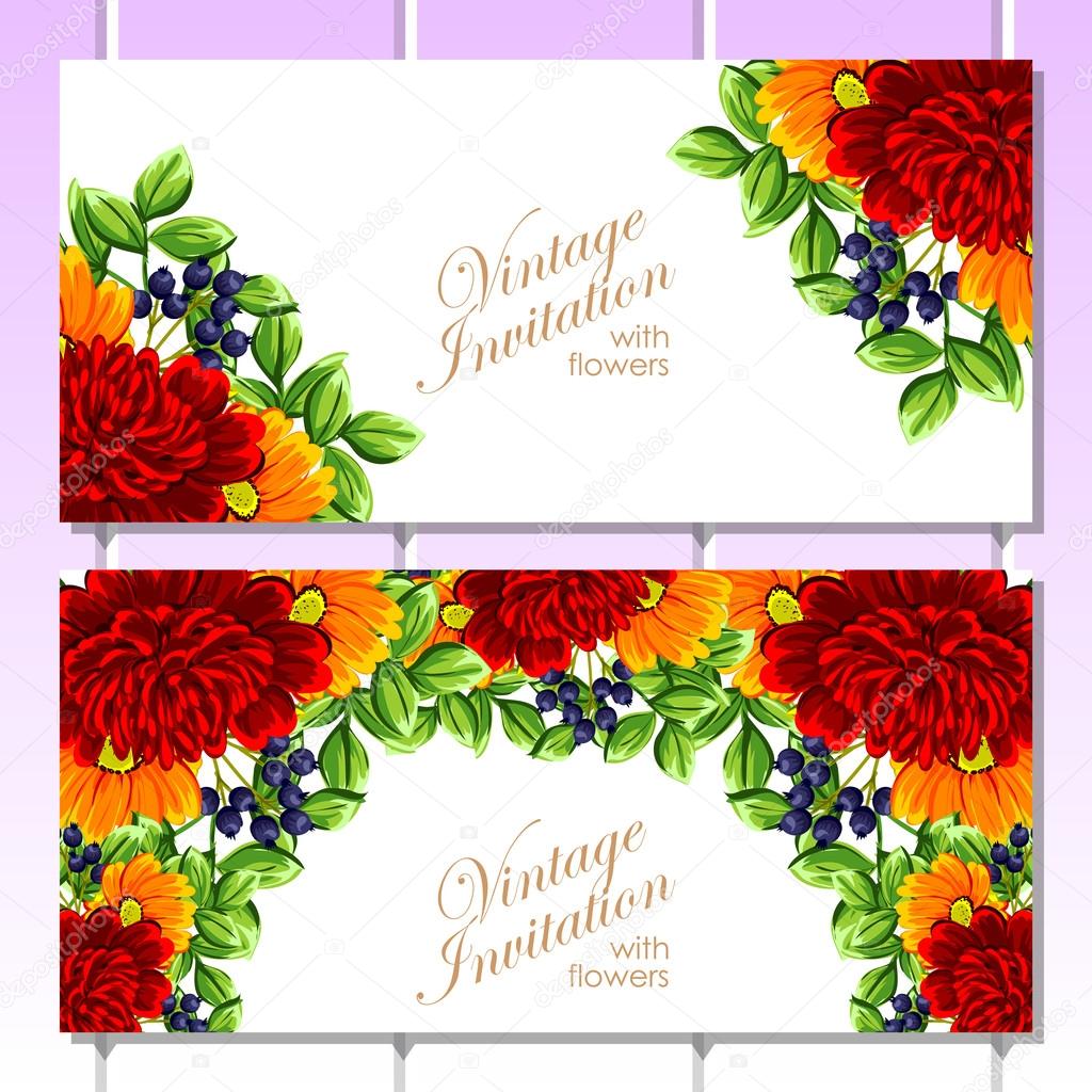 Colorful greeting wedding invitation cards Stock Vector Image by  ©All-about-Flowers #102175544