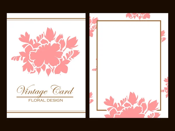 Silhueta rosa com flores cartão de casamento — Vetor de Stock