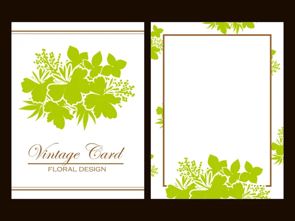 Green silhouette with flowers wedding card — Stock Vector