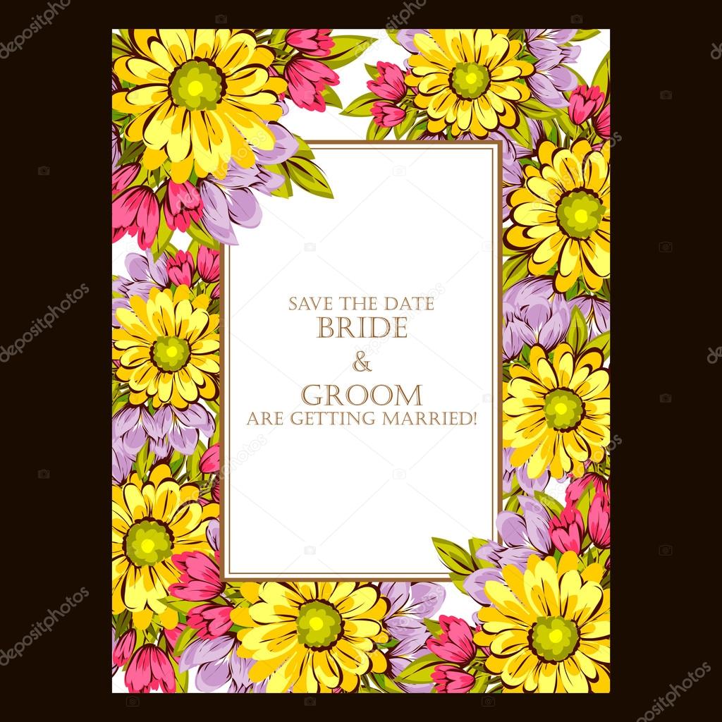 colorful greeting wedding invitation card — stock vector