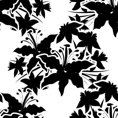 Siyah siluet çiçekler