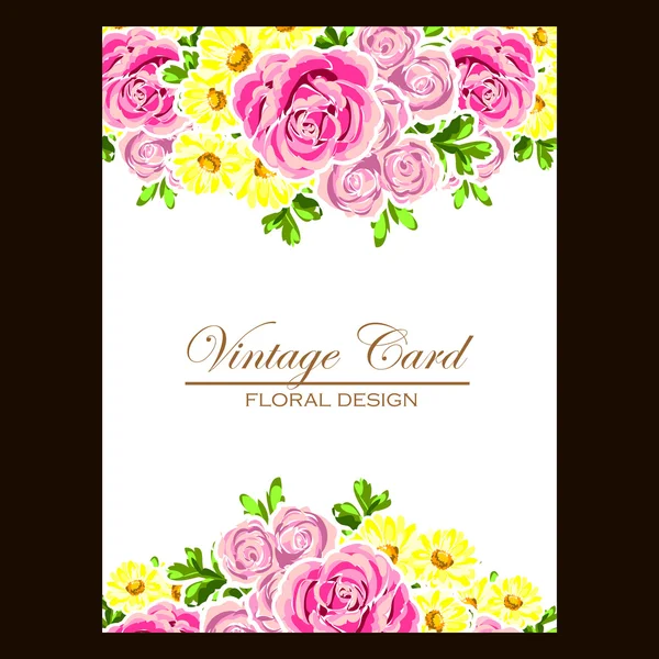 Розовая и желтая свадебная карточка — стоковый вектор