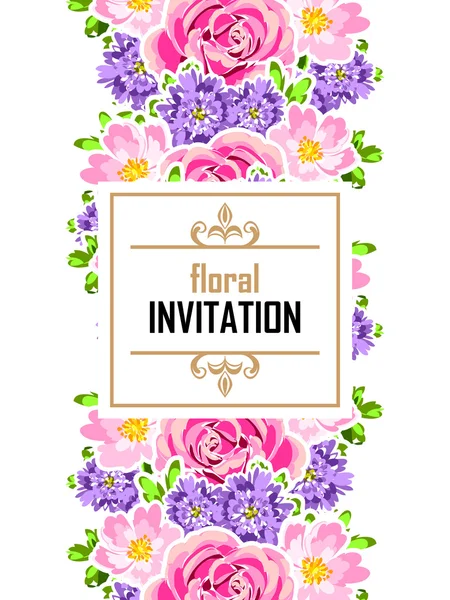 Invitation délicate avec des fleurs — Image vectorielle