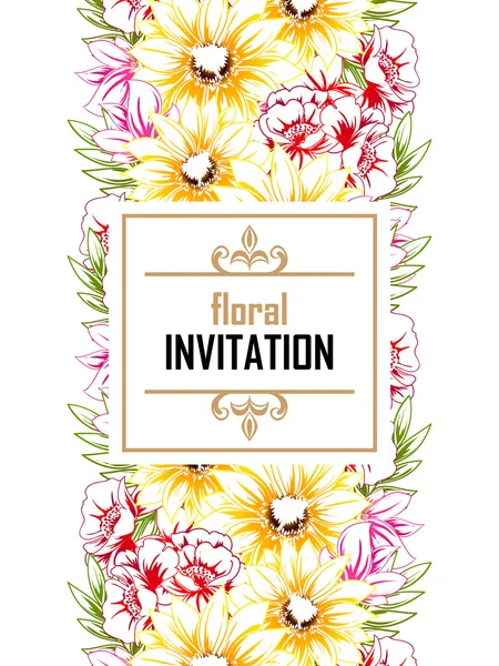 Invitation délicate avec des fleurs — Image vectorielle