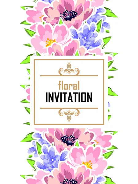 Delicada invitación con flores — Vector de stock