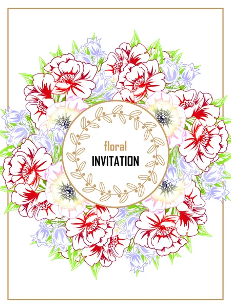 Delicada invitación con flores — Archivo Imágenes Vectoriales