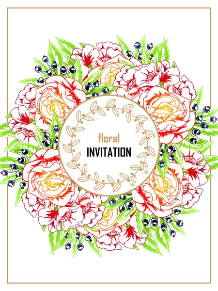 Tarjeta de invitación de boda de saludo de color — Vector de stock