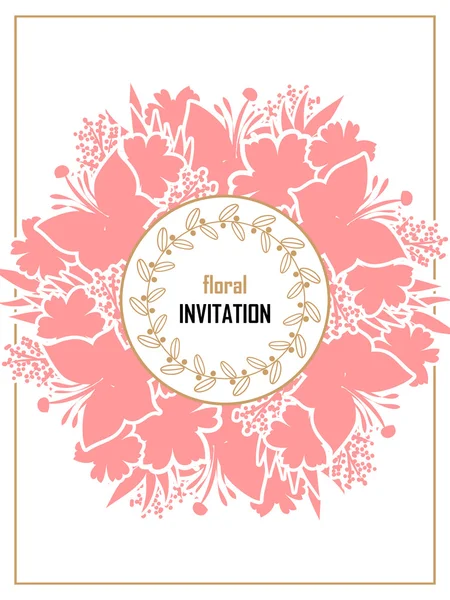 Tarjeta de invitación de boda de silueta rosa — Archivo Imágenes Vectoriales