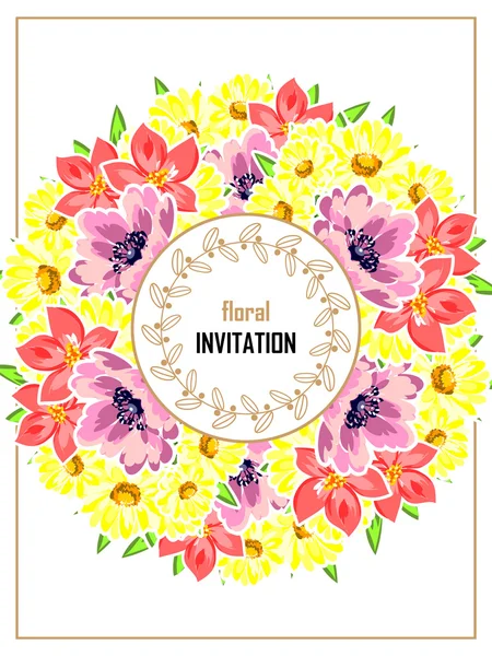 Delicada invitación con flores — Archivo Imágenes Vectoriales