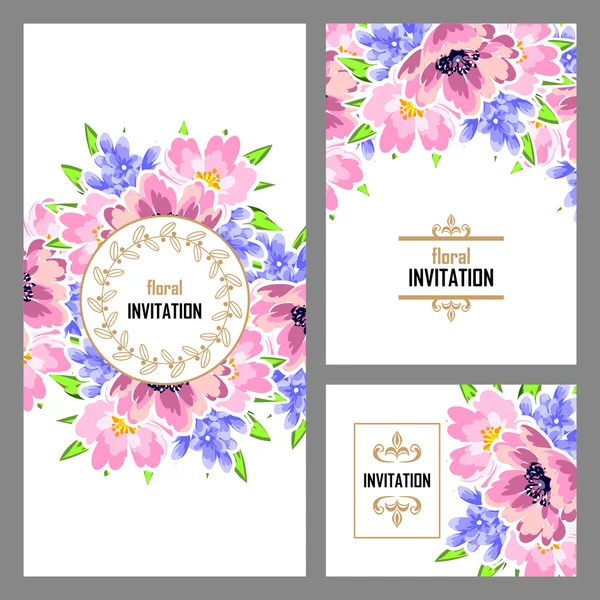 Invitation délicate avec des fleurs — Image vectorielle