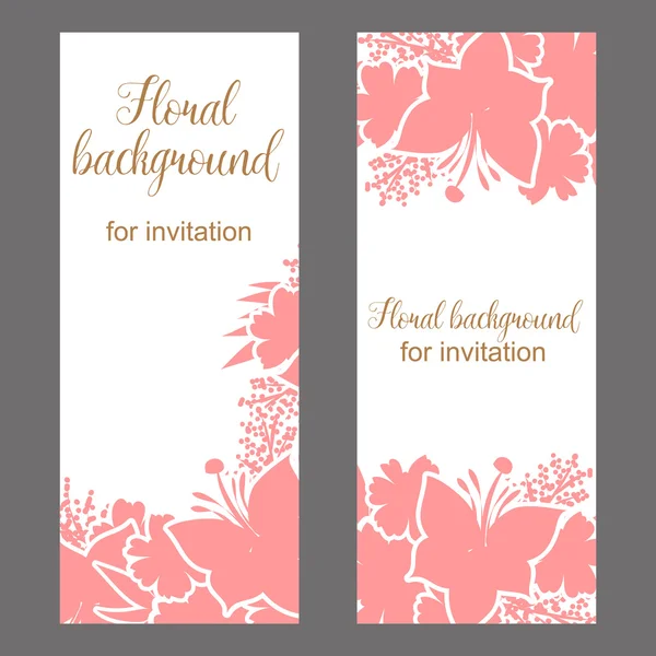 ピンクの影絵の結婚式の招待カード — ストックベクタ