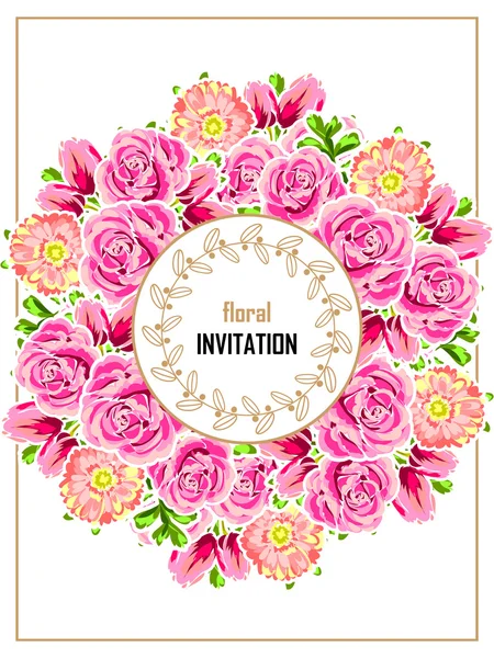 Delicada invitación con flores — Archivo Imágenes Vectoriales