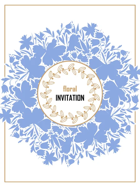 Μπλε silhuette προσκλητήριο γάμου — Διανυσματικό Αρχείο