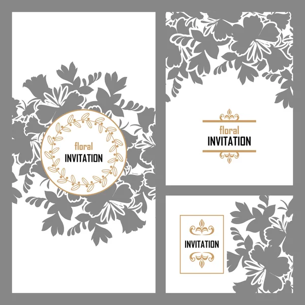 Carte d'invitation de mariage silhuette grise — Image vectorielle