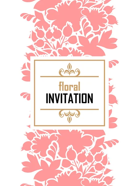 Tarjeta de invitación de boda de silueta rosa — Vector de stock
