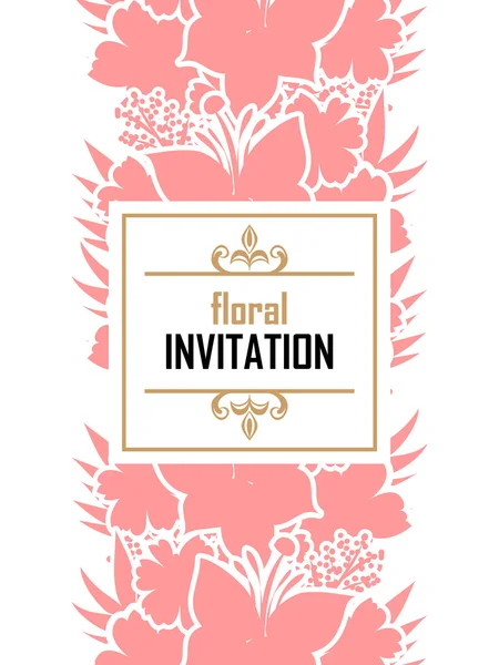 Tarjeta de invitación de boda de silueta rosa — Vector de stock