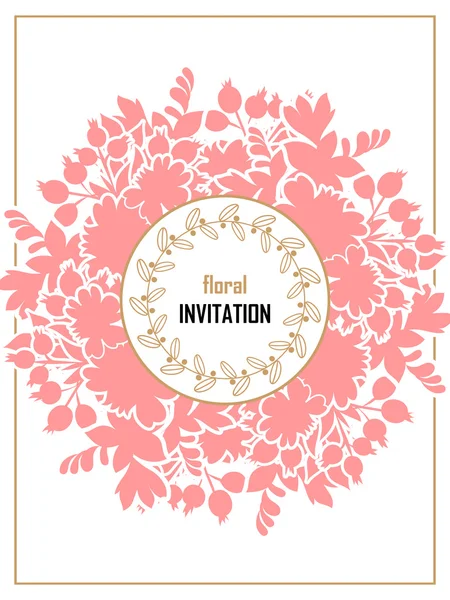 Rosa silhuette Hochzeitseinladungskarte — Stockvektor
