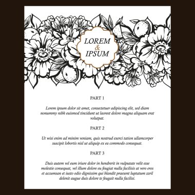 Doğrusal siyah çiçek kartı