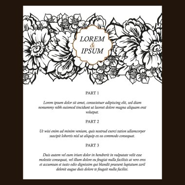 Doğrusal siyah çiçek kartı