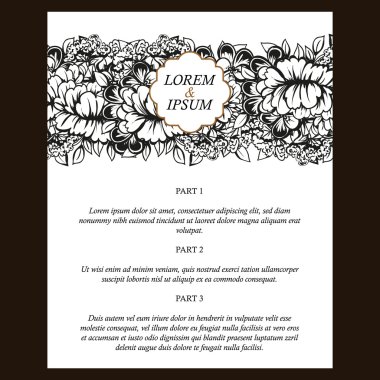 Doğrusal siyah çiçek kartı