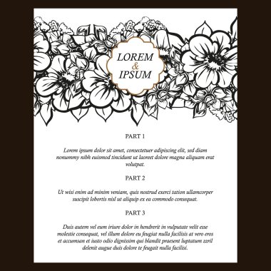 Doğrusal siyah çiçek kartı