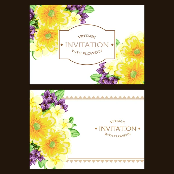 Delicada invitación con flores — Archivo Imágenes Vectoriales