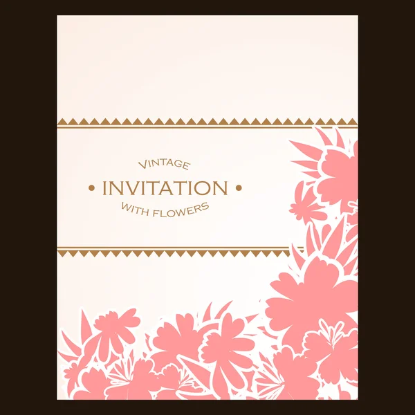 Carte d'invitation de mariage silhuette rose — Image vectorielle