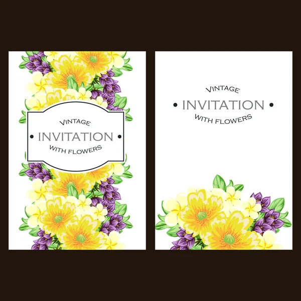 Delicate uitnodiging met bloemen — Stockvector