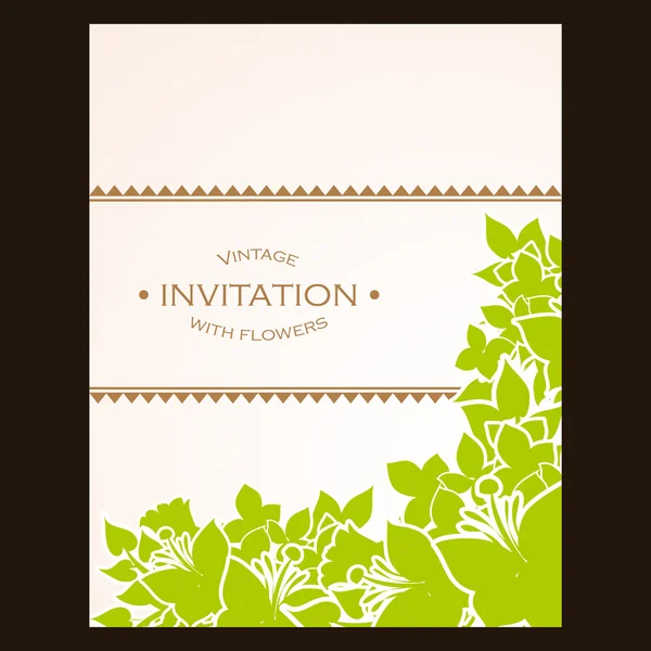 Green silhuette wedding invitation card — Stock Vector